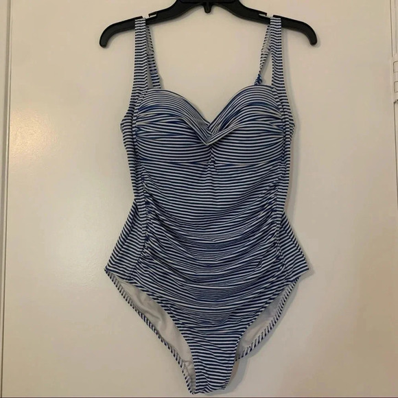 Nip Tuck One Piece Swimsuit Stripe Bikini Nautical Striped Joanne Paloma 10 L - Picture 4 of 9